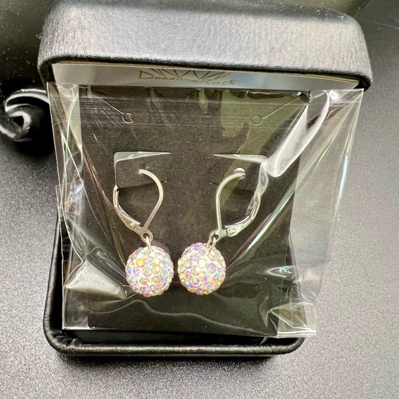 NWT Harriet Ave Jewels Iridescent Rhinestone Bead Silver Minimalist Earr… - Picture 2 of 5